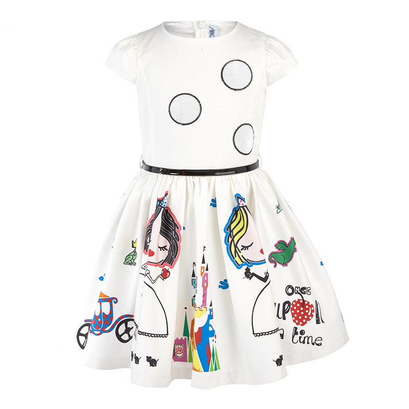 Vestido de verão infantil para meninas, com faixa para bebê, vestido de princesa, roupa infantil estampada, vestido de princesa para menina.