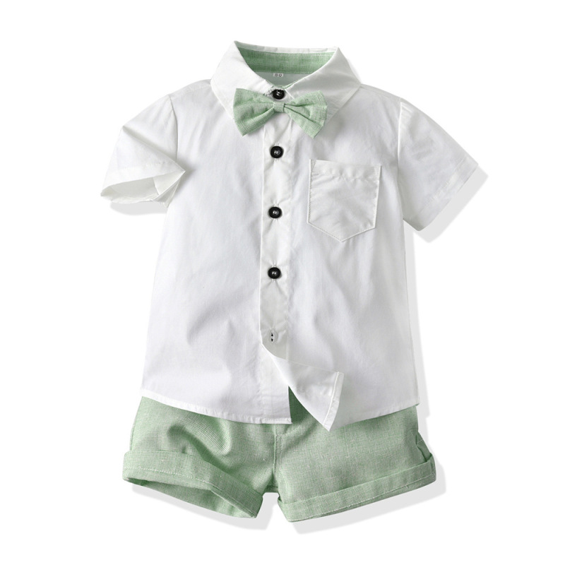 Conyson Hot Summer Gentleman Wedding shirt Bow-Tie Toddler Comfortable 0-6years Baby Little Boy 2 Pieces Boy Clothing Set