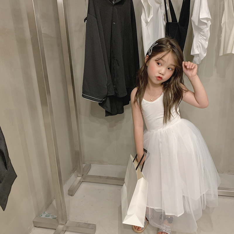 Conyson Hot Sale Summer Kids Clothes Patchwork Solid Gauze Skirt Baby Girl Sweet Outfit Lace Dancing Slip Dress for Little Girls