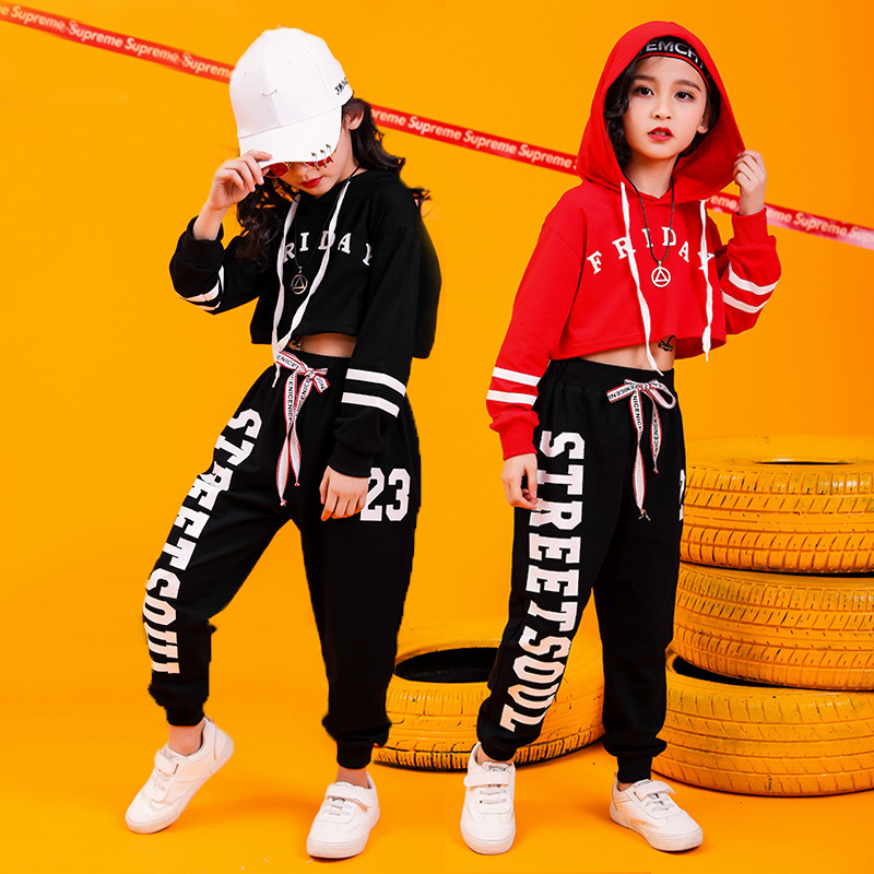Fashion New Handsome Street Dance Girls Sweatsuits Children's Performance Autumn Clothing Sets