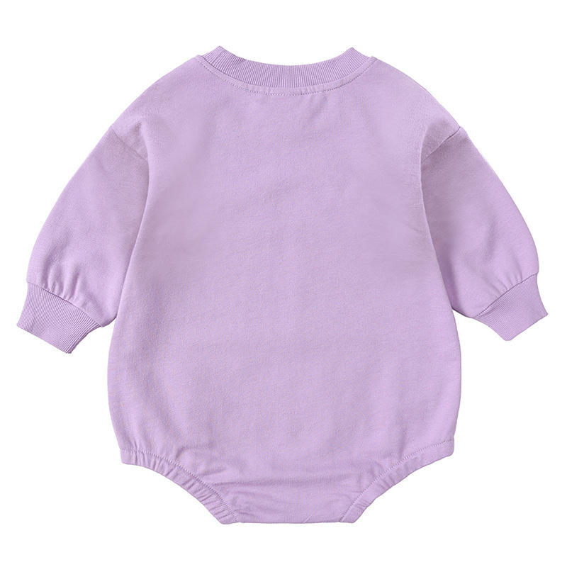 Conyson Newborn Boutique Fluffy Long Sleeve Unisex Autumn French Terry Bodysuit Organic Cotton Sweatshirt Baby Rompers