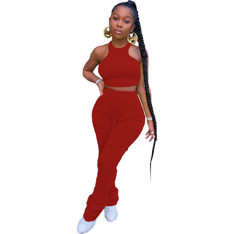 Conyson hot sale fashion summer Custom logo Made Outdoor women pure color suit clothes two-piece adult t-shirt pant clothing Set