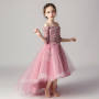 Factory High Quality Formal Trailing Birthday Puff Sleeve Knee-Length Party Wear Flower Dress Girl