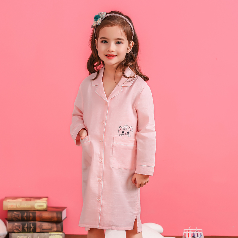 Conyson Wholesale Cute Long Sleeve and Long Pants Cartoon Summer Cotton Kids Pajamas Girl Long Sleeve Dresses