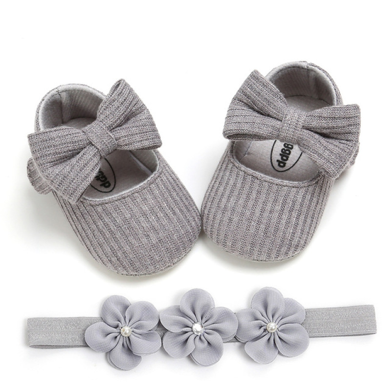 Conyson Wholesale Soft Sole Cotton Spring Flower Bowknot Anti-slip Toddler Baby Girl Princess Shoes