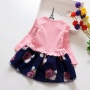 2021 New Girls Casual Little Floral Dresses Cute Bow Baby Girl Fall Clothes Girls Long Sleeve Dress