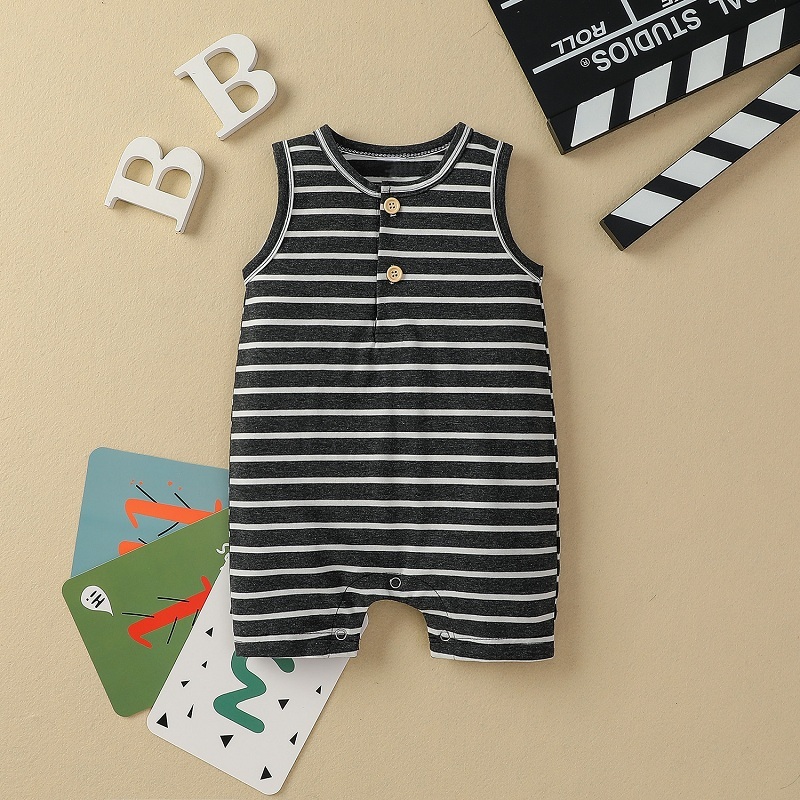 Latest Baby Boy Summer Cotton 2021 Comfortable Breathable Summer Baby Boy Toddler Organic Cotton Sleeveless Romper Clothes