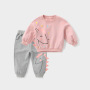 Conyson Fashion New Soft Fabric Cartoon Children's Long Sleeve cotton print rainbow horse Two-piece Winter Clothing Set