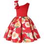 Fashion A-Line Sleeveless Polyester Floral Kids Summer Girl Party Boutique Dress Yellow