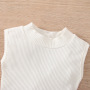 Conyson Hot Sale Girls Summer O-Neck Cotton Pocket Set with Lace 3 piece Girl Sleeveless Outfit Set Girls Knit Set