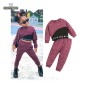 Conyson fashion New Casual Long Sleeve round neck ribbon letter jacket and pants 2pcs Toddler Girls Boutique Outfits set