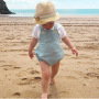 Conyson Wholesale Summer Pure Color Button Short Sleeve Bodysuit Girls Linen Newborn Suspenders Triangle Rompers for Toddlers