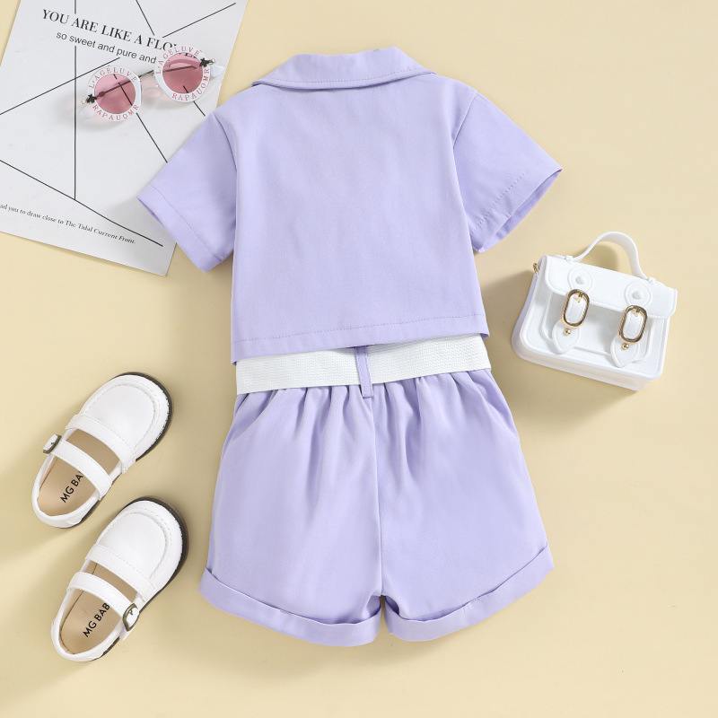 Conyson Wholesale Hot Fashion Summer Kids Clothes Short Sleeve Suit Shorts Bag 2pcs Little Girls Clothes Set for Kids Outfit