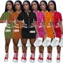 hot sale fashion summer logo Customized women Baseball two pieces jacket Sportswear suit button clothing adult short clothes set