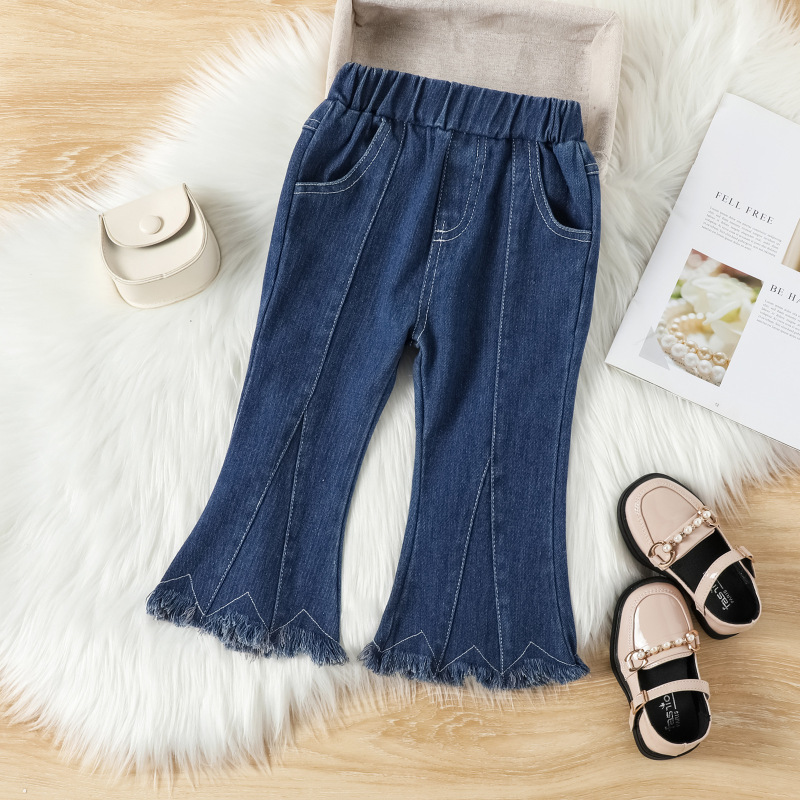 Conyson Children Girls Lace Pullover Jeans Pants 2 Piece Clothing Outfits Casual Designer Top Flower Pant Girl Clothes Sets