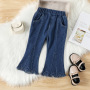 Conyson Children Girls Lace Pullover Jeans Pants 2 Piece Clothing Outfits Casual Designer Top Flower Pant Girl Clothes Sets
