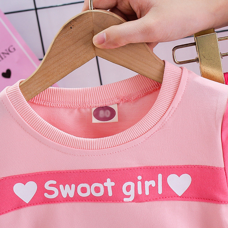 Conyson korean fashion kids boutique New designers Bow Two-piece Winter Clothing Suit Children's print Letter girls clothes Sets