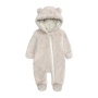 Conyson Stock Lot Solid Long Sleeve Children Clothing Vintage Zipper Outfit Hooded New Born Baby Boy Girl Winter Romper