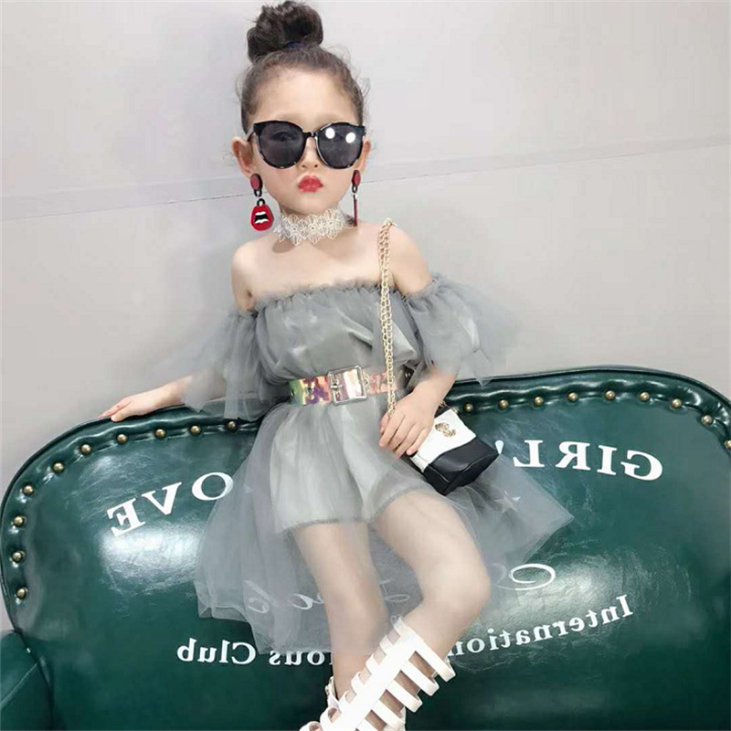 New Style Girl Skirt Dress Off-the-shoulder Mesh Fairy Girl Summer Clothes Pure Cotton Girls Skirt