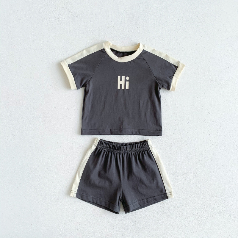 Conyson New Fashion Summer Unisex Newborn Organic Print Korean Casual Infant Short-Sleeved T-shirt Shorts Two-Piece Baby Set