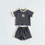 Conyson New Fashion Summer Unisex Newborn Organic Print Korean Casual Infant Short-Sleeved T-shirt Shorts Two-Piece Baby Set