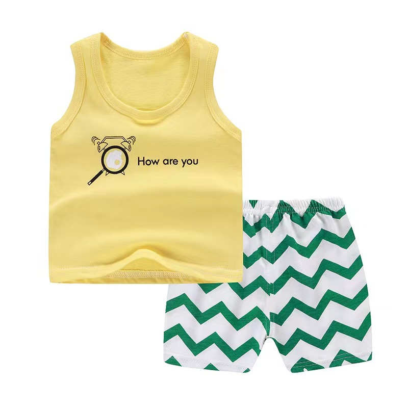 Conyson Casual Style Kids Boys Girls Spring Summer 100% Cotton Short Sleeve Children Clothing Sets Boys Cartoon T-shirt Set