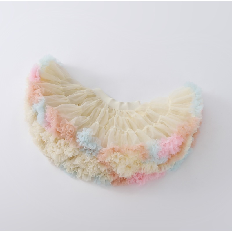 High Quality Mesh Solid Color Sweet Children Fashion Fluffy Tutu Girls Kids Short Skirts