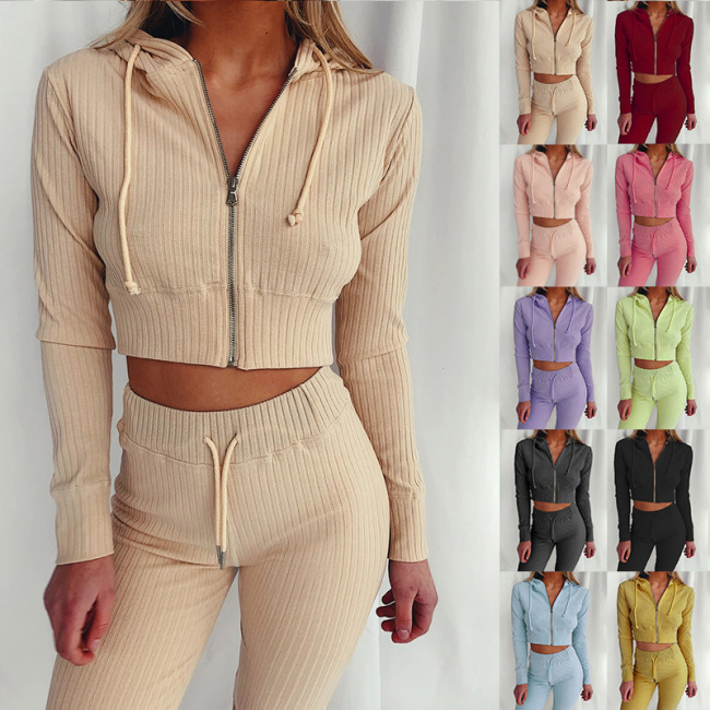 2023 Hot Sale New Design Fitness Spring Matching Sets Plus Slim Street Sexy Long Sleeve Luxury Sweatsuit exercise women 2pcs Set