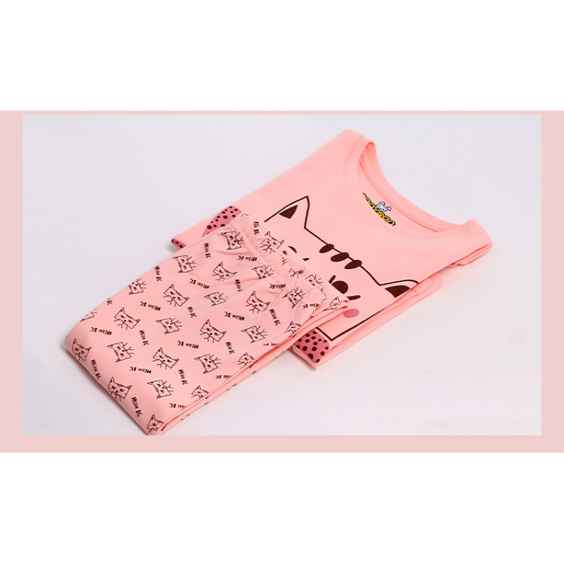 Conyson 100% Cotton Children Clothes High Quality Long Sleeve Anti-Static Two Piece Custom Pajama Set Sleepwear For Kids Girls