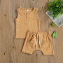 Conyson hot sale 100% Cotton Summer Children Tank Top Pocket Shorts Toddler Infant Baby Clothes Outfits Boys Kids Clothing Sets