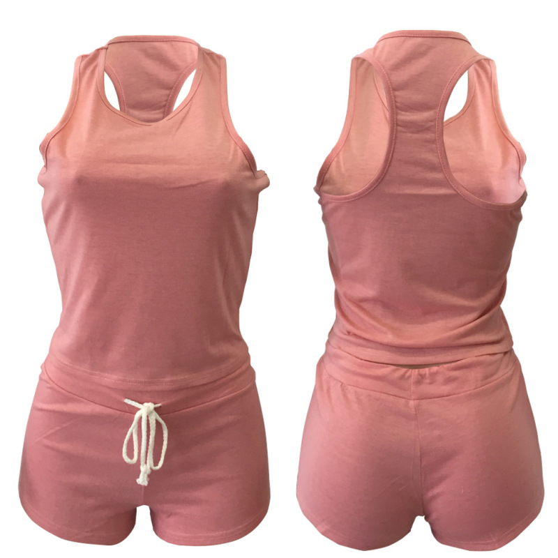 Conyson hot sale summer Custom logo Made Outdoor women's short Clothes sport suit clothing two-piece adult tank top shorts Sets