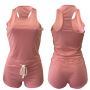 Conyson hot sale summer Custom logo Made Outdoor women's short Clothes sport suit clothing two-piece adult tank top shorts Sets