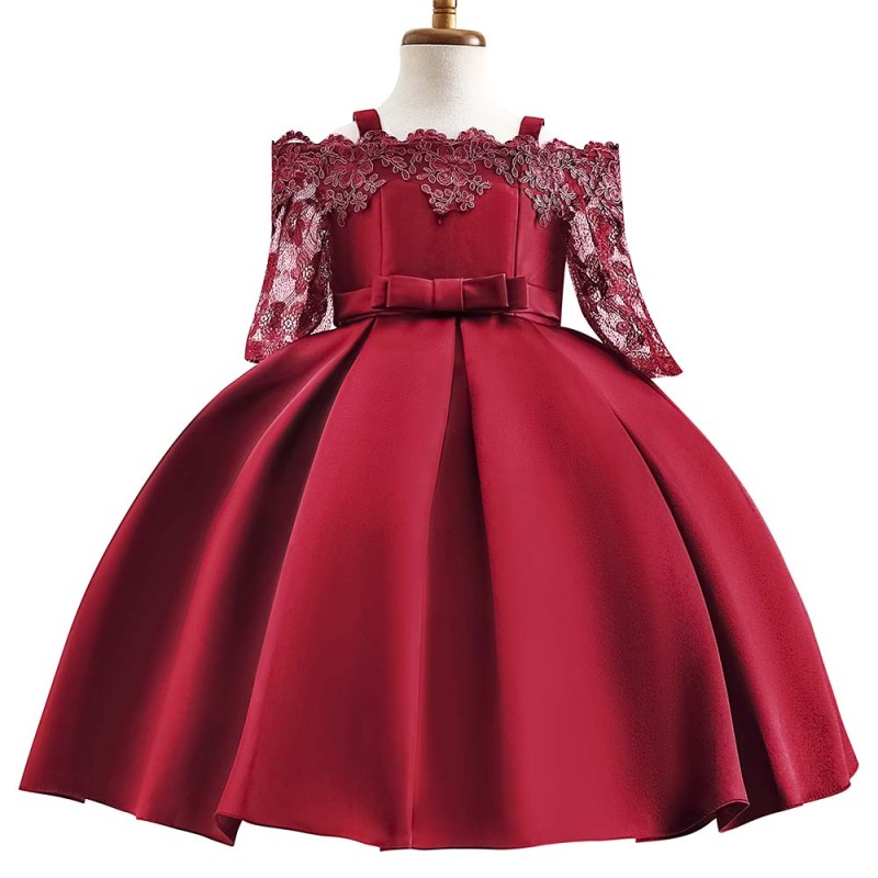 Hot Sale Solid Knee-Length Sleeveless Children Frock Girls Cinderella Princess Dresses For Kids