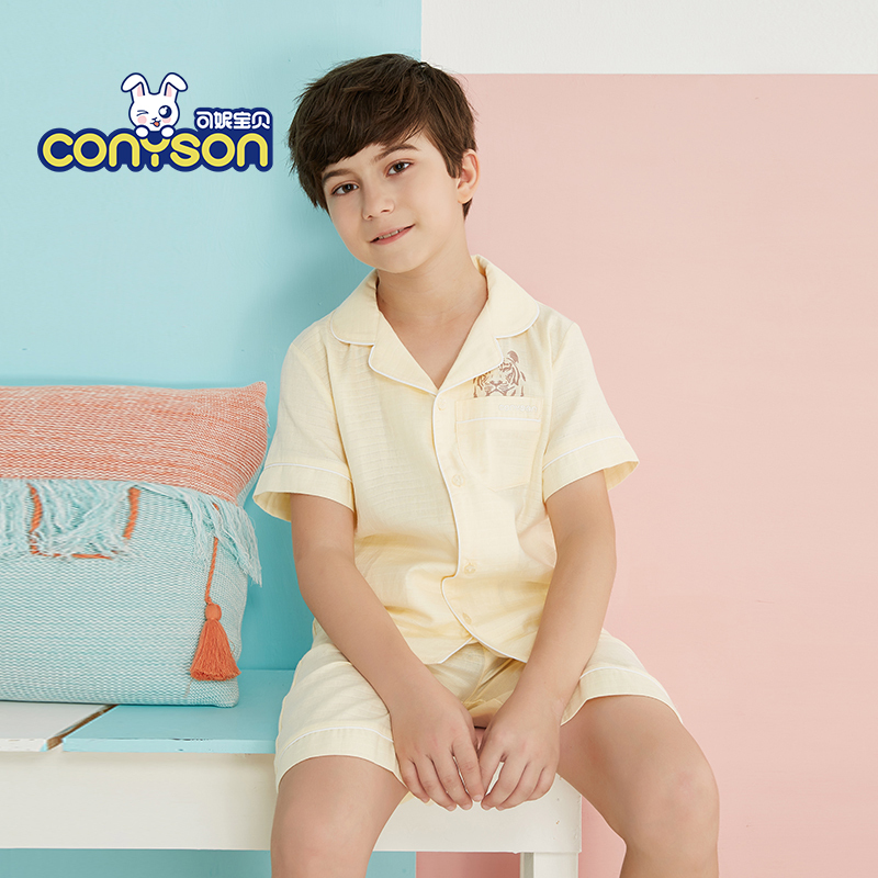 Solid Cotton Kids Cartoon Pajamas Solid Short Sleeves Girls Pyjamas Set Wholesale Kids Custom Two Piece Children Pajama Set