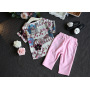 Flower Pattern New Design Boutique Toddler Kids Children Girls Clothes Summer Short Sleeve Suit Sets