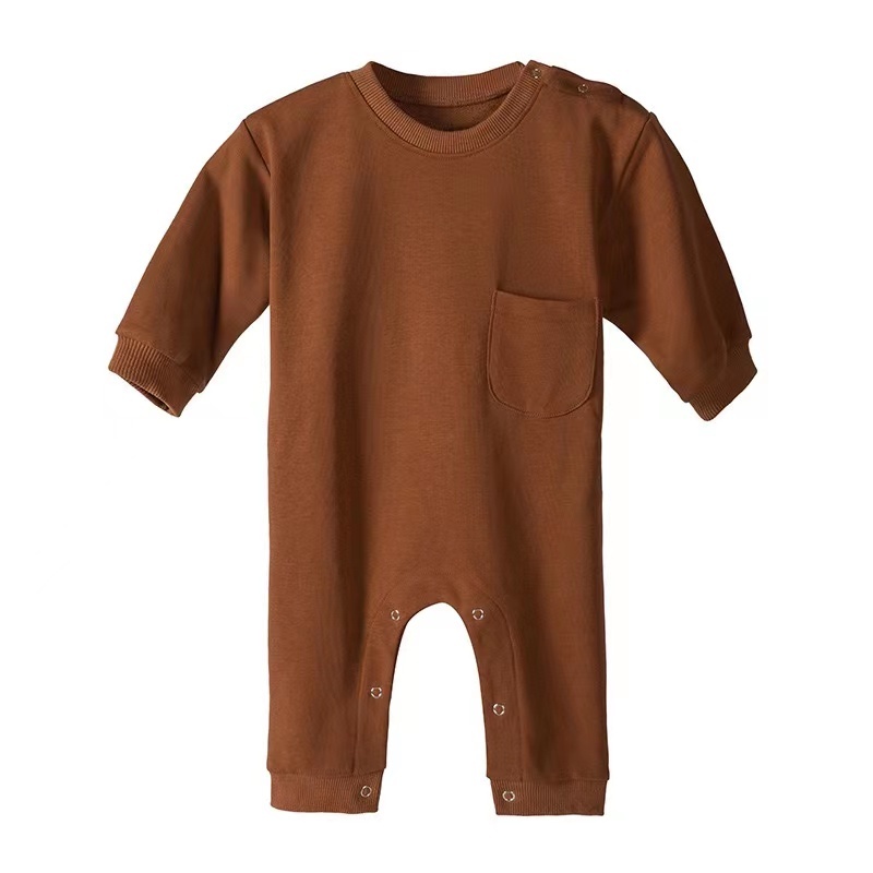 Conyson Wholesale Customize Logo Baby Clothes Solid Cotton Long Sleeve Infant Baby sweatshirt Pants Romper