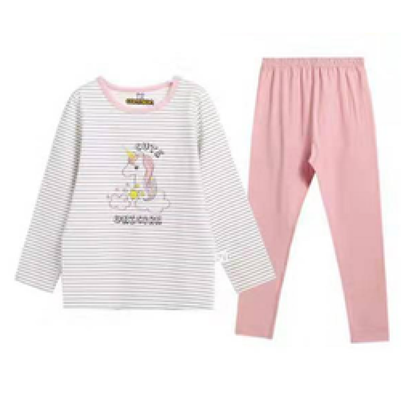 wholesale Autumn Boys kids pajamas Long Sleeve Knitted girls sleepwear set Cartoon baby pajamas kids