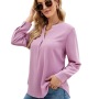 Conyson New Arrivals Oem Custom Lady Fashion Spring Summer Long Sleeve V Neck Solid Women Oversize Ladies Tops Blouses Clothes