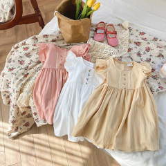 Conyson Wholesale 2023 Embroidery Summer Ruffle Flower Casual 2-8 Years Fairy Flying Sleeve Formal Wedding Kids Princess Dress