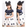 Conyson hot sale summer leisure polyester Girls Dress print casual bowknot pure color Girl sunflower Dress Korean Girl Dresses