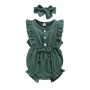 Conyson Newborn Baby Clothes Summer Jumpsuit Headband 2pcs Sets Sleeveless Custom Infant Ruffles Short Baby Girls' Romper