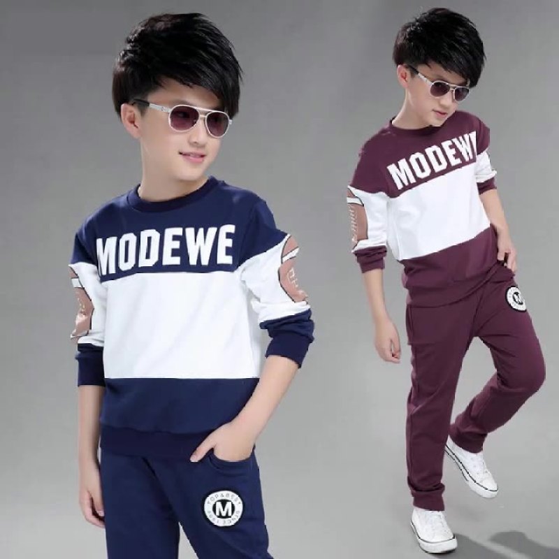 Wholesale Custom Kids Clothes Autumn Boy Casual Suits Boys Clothes Long Sleeve Kids Printing Pullover Two Piece Set