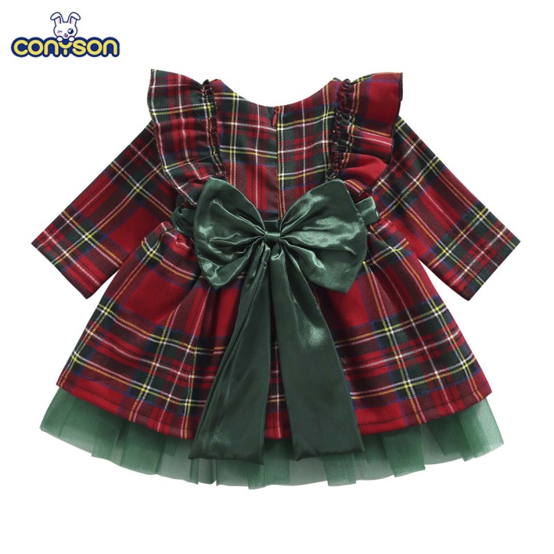 Christmas Dress For Girls Toddler Kid Child Red Plaid Bow Dresses For Girl Xmas Party Princess baby girl christmas dress