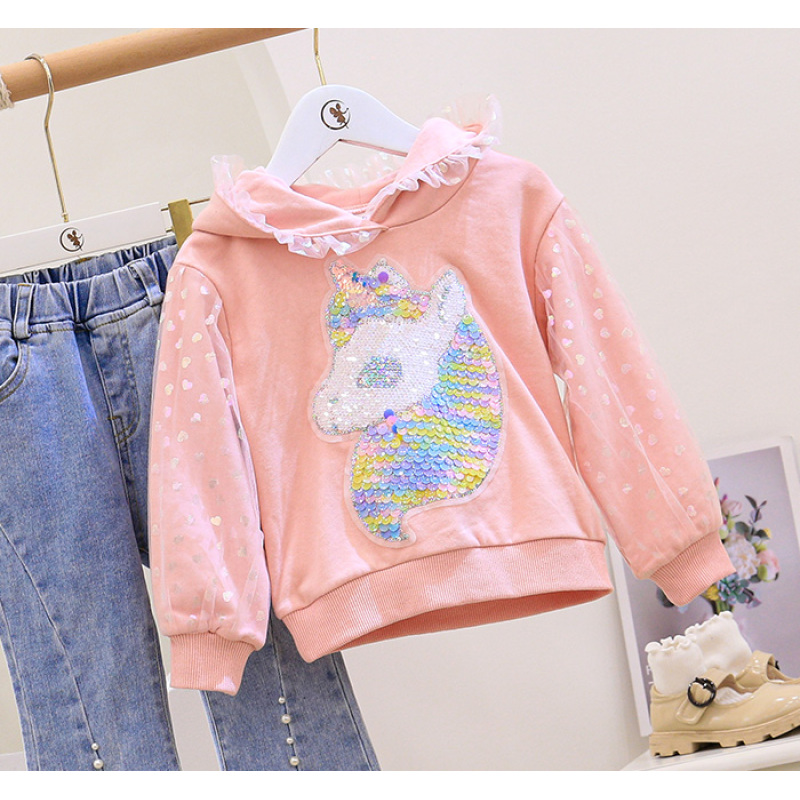 Conyson Custom Two Piece Outfits Top + Pearl Bead Denim Pants Cute Baby Girl Clothes Kids Casual Wear Girls Clothing Sets