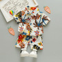Baby Coconut Tree Pattern Popular Short Sleeve Shirt Boy Clothes 2021 New Coconut Tree Short-sleeved Cotton Children Suit