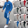 hot sale AUTUMN Custom logo Made Outdoor men's fashion jogger Clothes suits soild clothing two-piece adult sweater apparel Sets