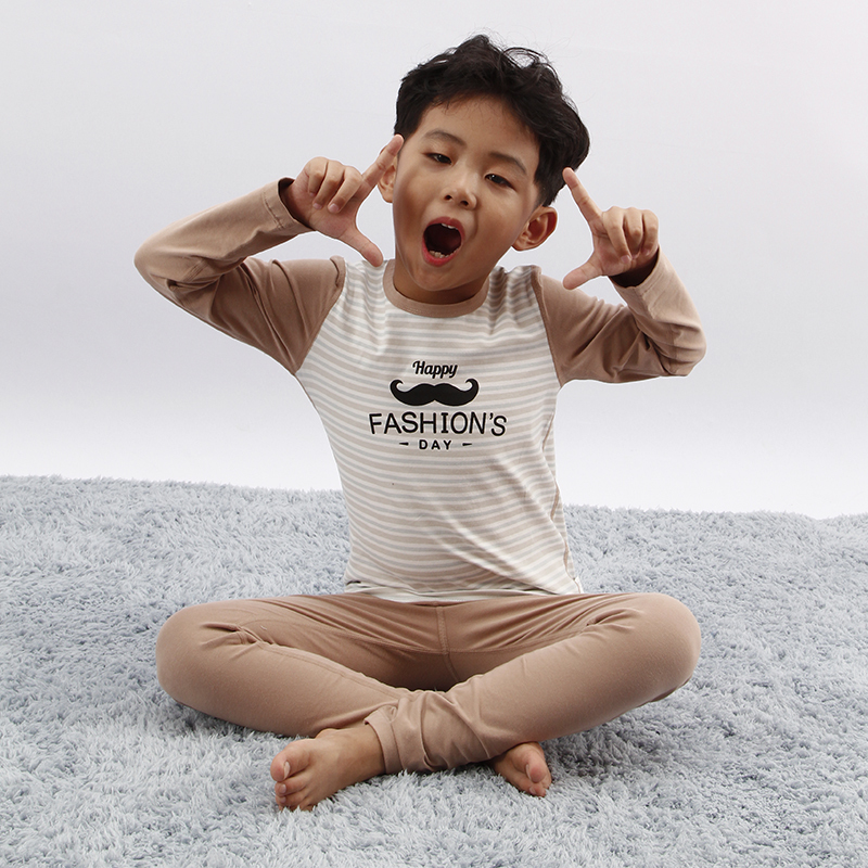 Soft And Comfortable Long Sleeve Cartoon Knitted Teen Kids Boy's Sleepwear Korean Pajama Set