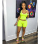 Conyson Summer Custom Logo 2 Piece Short Clothes Set Women Casual Solid Sleeveless Vest Loungewear Women Clothing Suits