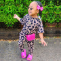 Conyson summer Kids Short Sleeve baby girls Top Long Leggings Stretch Leopard Printed Girls short sleeve suit