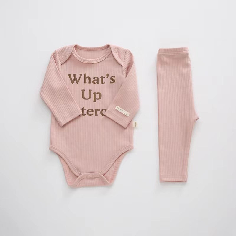 New Wholesale Conyson Baby Girl Boy Solid Quality Long Sleeve Round Neck Casual Sports Unisex Kids Clothing Set